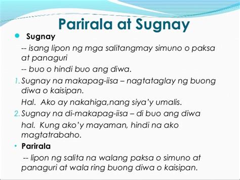 1. Ang grupo o lipon ng mga salita na nagpapahayag ng buong di.